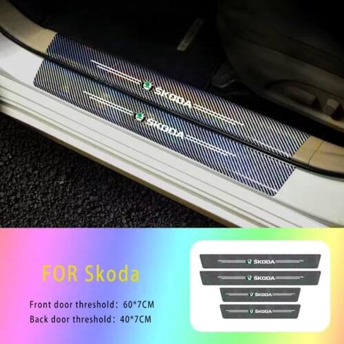4PCS 5D Laser Refit Car Threshold Anti-stepping Protection Strip For Skoda Octavia Kodiaq Fabia Rapid RS Superb a 5 a 7 2 Kamiq