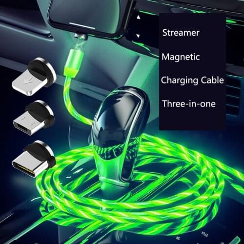 Car Magnetic Charge Cable Flowing Glow Fast Charging Cable For Audi A3 8L 8P A4 B6 B7 B8 A6 C5 C6 4F RS3 Q3 Q7 TT