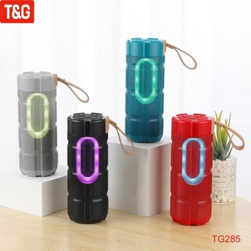 T&G TG285 New Wireless Bluetooth Speaker Portable Speaker Powerful High BoomBox Waterproof Bass HIFI TF FM Radio with LED Light