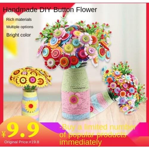 Mothers Day Childrens Handmade DIY Button Bouquet Kindergarten Primary School Pupils Puzzle Creative Production Kit