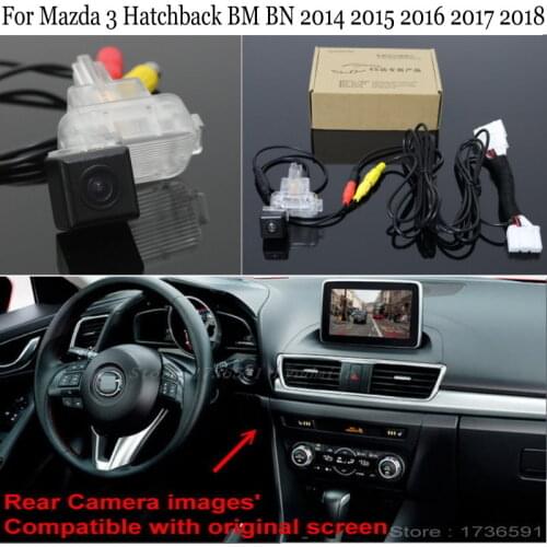 For Mazda 3 Mazda3 Hatchback BM BN 2014 2015 2016 2017 2018 OEM Screen Compatible with HD AUTO Rear View Back up Reverse Camera