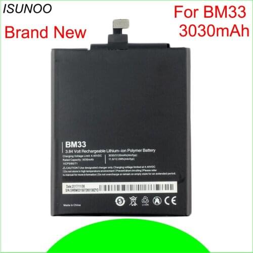 ISUNOO 5pcs/lot BM33 3.8V 3030mAh High Quality Battery for Xiaomi 4i M4i mi4i mobile phone battery