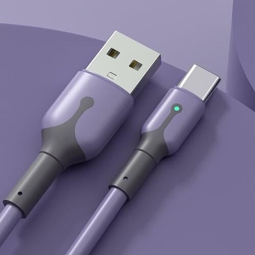 5A Super Charge Liquid Silicone USB Double Color Ribbon Light Data Cable For Android Type C Cable USB C Nylon Braid Cable