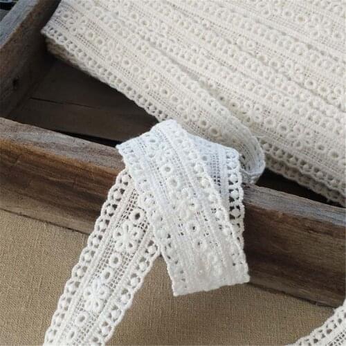 Pretty Embroidery Floral White Cotton Lace Trim Ribbon Wedding Fabric Sewing DIY