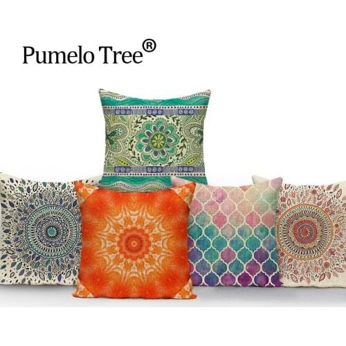 Colorful Mandala Pillow Case Outdoor Cushions High Quality Throw Pillows Linen Print Cover Decorative Custom Cover Cushion