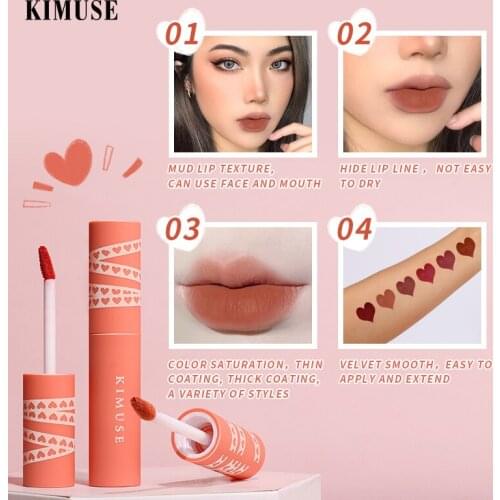 1 Pcs Matte Waterproof Non-marking Lip Glaze Full Color Non-stick Long Lasting Lipstick Belleza Batom Lip Makeup Wholesale TSLM1