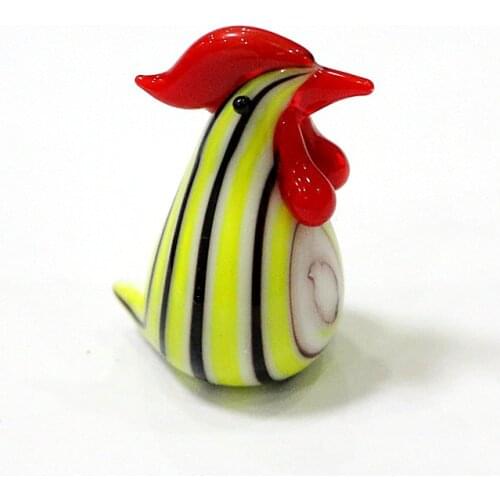 Mini Figurines Handmade Glass Chicken Craft Ornaments Multi-Color Pastoral Style Cute Animal Rooster Easter Holiday Party Gifts