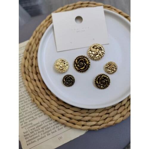 Fashion metal gold button,DIY handmade clothing accessories, coat Suit clothes Sewing shank buttons , 10pcs