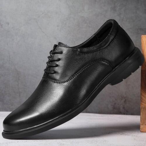 Luxury Brand Mens Dress Shoes Oxfords Business Office Genuine Leather Mens Shoes Black Lace-Up Mens Formal Casual Big Size 47
