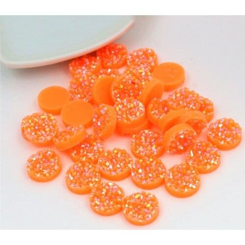 New Fashion 40pcs 8mm 10mm 12mm Orange AB Colors Natural ore Style Flat back Resin Cabochons For Bracelet Earrings accessories