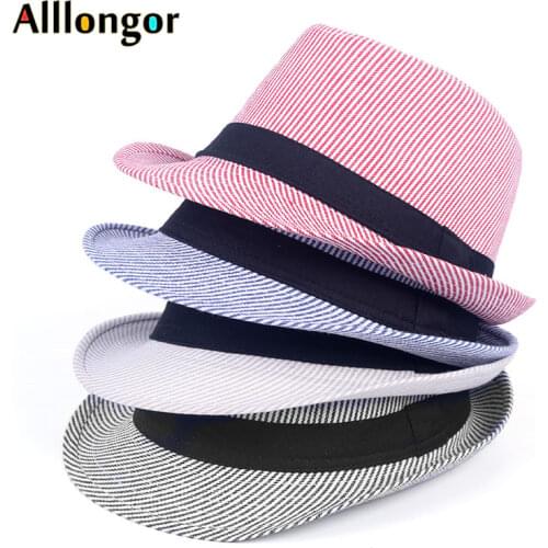 New 2020 Spring Autumn British style Casual Fedora Hat Men Chapeu Masculino Sombrero Mujer Women Hats Striped Print Jazz Hat