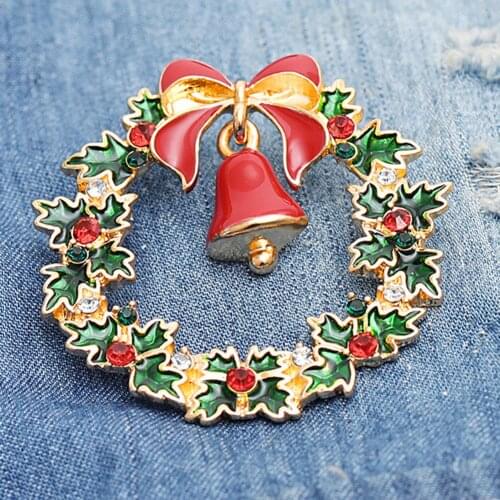 New Lovely Brooches Pins Cute Red Hat Christmas Stocking Bell Snowman Xmas Tree Alloy Brooch Pin Jewelry Gift For Party Jewelry