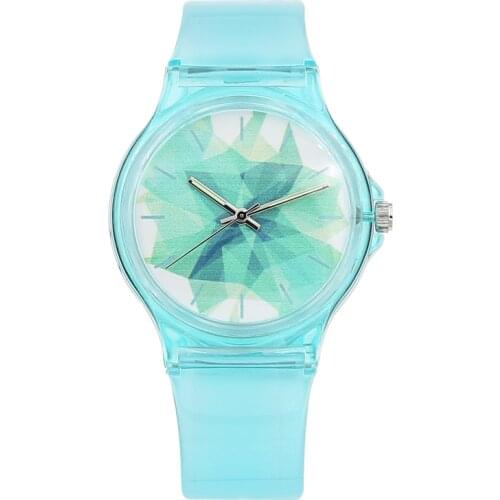 New Fashion Luxury Simple Mini Women Girls Water Resistant Watch Waterproof Blue Transparent Candy Jelly For Children Watch