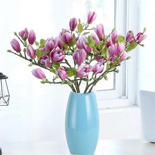 One Stem Latex Magnolia 4 Heads Simulation Real Touch Magnolia Denudata Flower Branch for Wedding Decorative Artificial Flowers