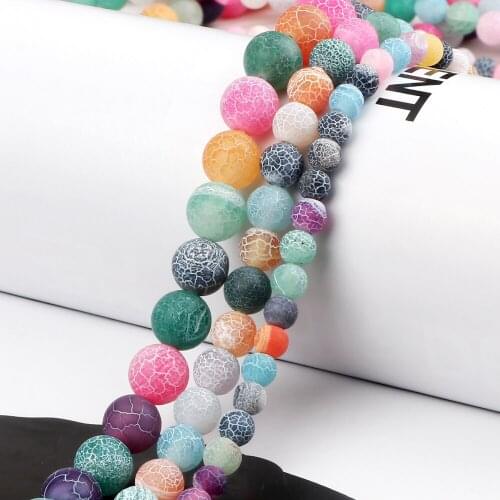 Wholesale 6 8 10 Natural Weathered Stone Women Frosted Multi-Color Round Loose Beads for Jewelry Making DIY Bracelet Accessories
