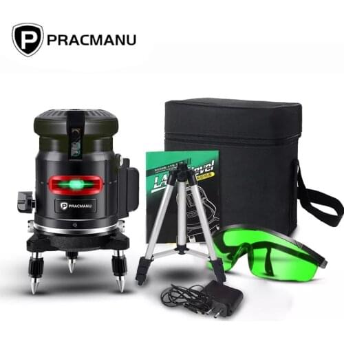 HONEED 5 Lines 6 Points 360°Self Leveling Laser Levels Rechargeable Dust Proof Rubber Touch Keypad Rotary Base Laser Levels