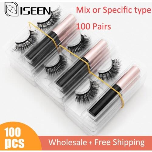 Wholesale eyelashes 3-100 Pairs Magnetic Eyelashes 3D Mink Fake Eyelash Magnet Eyeliner Lashes Waterproof Liquid Eyelash Makeup