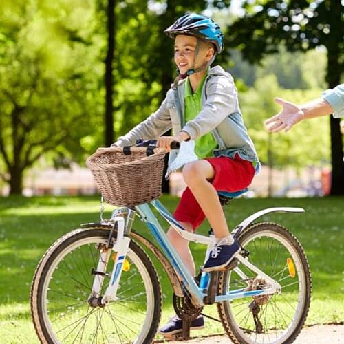 Vintage Rattan Bicycle Wicker D-Shaped Bike Front Baskets Kids Cart Craftsmanship Handlebar D-Shape Storage Basket