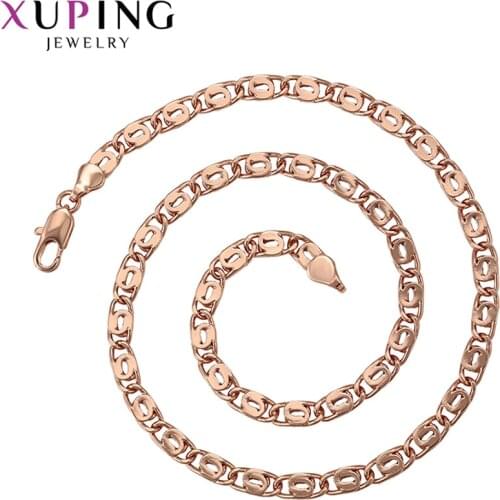 Xuping No Stone Necklace for Women Rose Gold-color Plated Fashion Environmental Copper Jewelry Trendy Gifts 45600