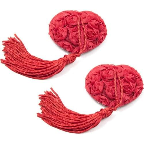 Women Self Adhesive Tassel Nipple Cover Rose Heart Shape Nipples Pasties Silicone Breast Sticker Clubwear Boob Tape