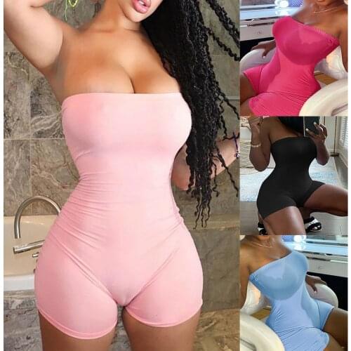 Female Jumpsuit Girls Letter Print Sleeveless Strapless Romper Homewear for Summer Fall Pink Black Blue Red