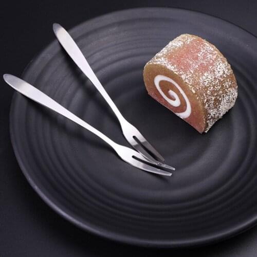1/2/3/5pcs Stainless Steel Two-tine Fruit Fork Snack Cake Dessert Forks Party Appetizer Snack Dessert Fork Kitchen Accessories