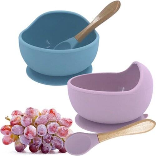 1set Silicone Baby Feeding Bowl Tableware Waterproof Spoon Non-Slip Crockery BPA Free Silicone Dishes for Baby Bowl Baby Plate