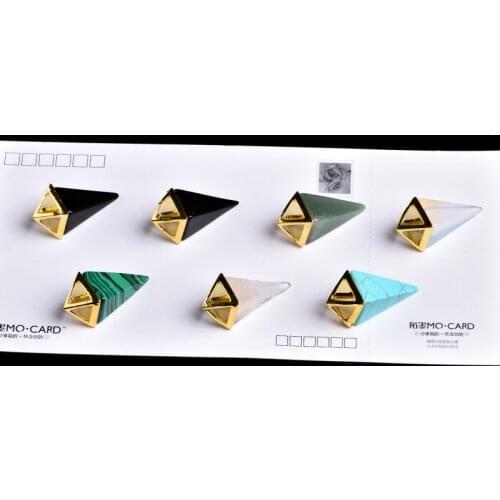 1PC Natural Crystal Mineral Ornaments Conical Pyramid Pendant Noble Fashion Couple Pendant Necklace Pendant Gift Free Shipping