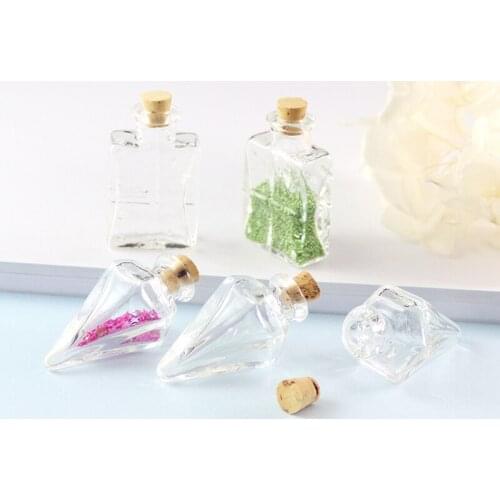 2PCS Clear Glass bottle with cork Cone bottle pendants Liquor Bottle with cork Glass Bottle pendants