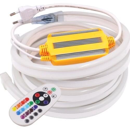 220V RGB Neon Light SMD5050 WiFi RGB LED Strip Light Flexible Ribbon Tape Waterproof Neon Sign Rope with 1500W IR Controller EU