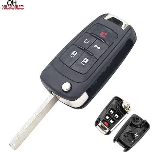 5 Button Replacement Shell Flip Folding Key Case Fob 4+1 Buttons for Chevrolet Aveo Cruze With HU100 Uncut Blade