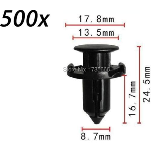 500x BUMPER & FENDER PUSH TYPE BLACK PLASTIC REPLACEMENT RETAINER MR200300 FOR MITSUBISHI Colt FTO Galant Lancer EVO 8, 9, X