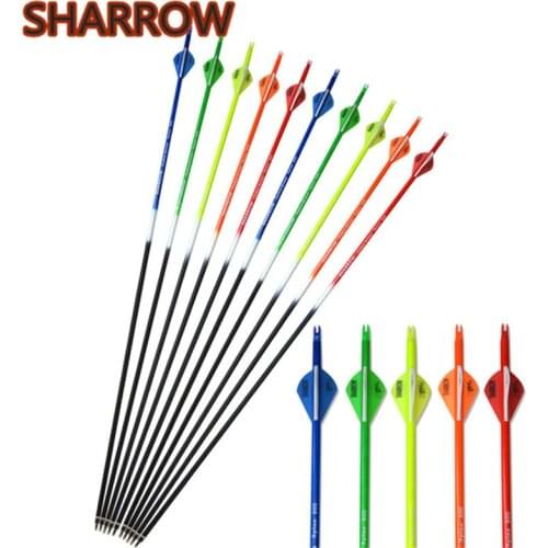 6/12pcs 30" Archery Carbon Arrows Spine 500 Carbon Fiber Hunting Arrows Replaceable Broadhead For Training Shooting Accessories