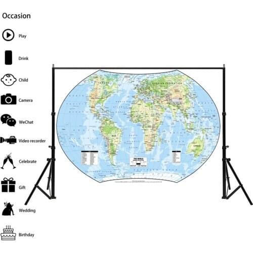 84x59cm Unframed World Map Wallpapers Home Office Map of The World Non-woven Wall Sticker for Children Education School Decor