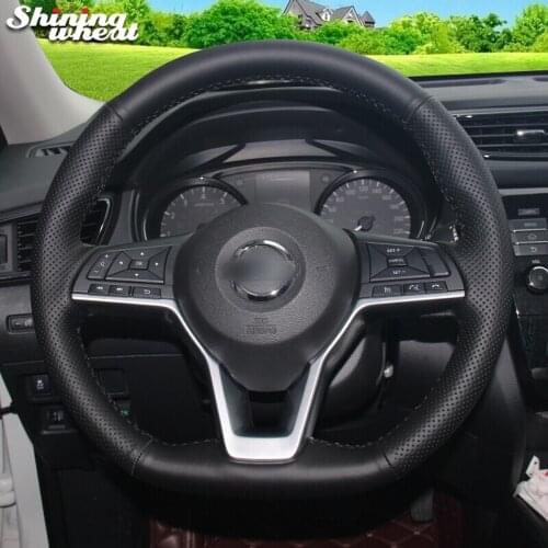 BANNIS Black Leather Car Steering Wheel Cover for Nissan X-Trail 2017
