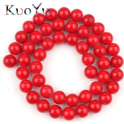 Red Coral Jades Stone Beads Round Loose Spacer Bead For Making Jewelry DIY Charm Bracelet Accessories 15''Inches 4/6/8/10/12mm
