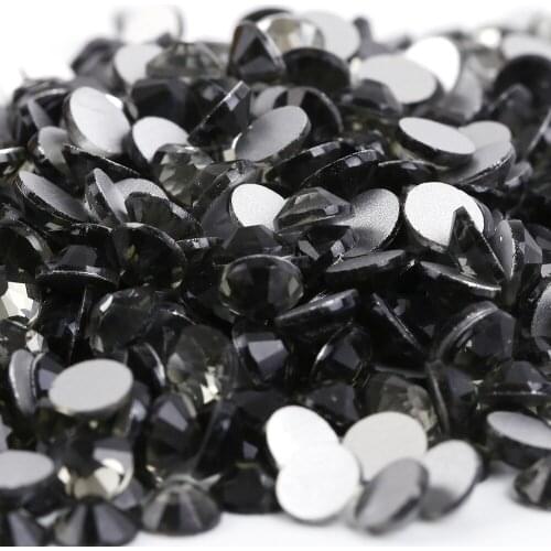Black Diamond 3D Nail Art ss3 ss4 ss5 ss6 ss8 ss10 ss12 ss16 ss20 ss30 ss34 Glass / Crystal Nails Non HotFix Rhinestones