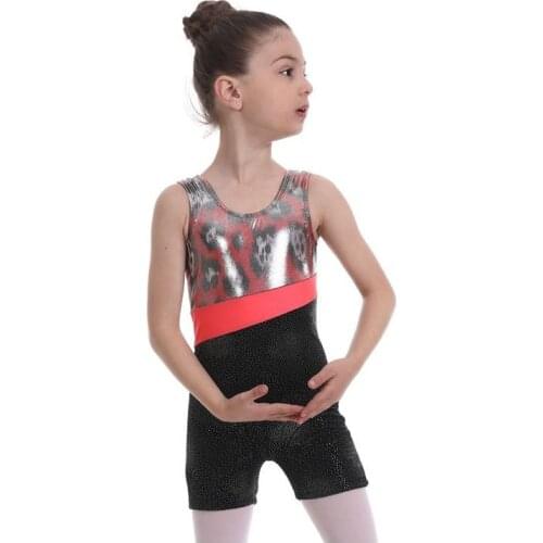 Gymnastics leotard girls rave leotard tank gymnastic leotard holographic gymnastic biketard metallic sportswear for kids leotard