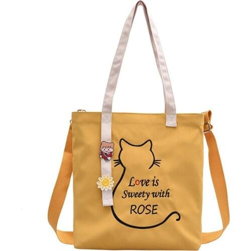 PURFAY Canvas Capacity Women Shoulder Bag Cotton Tote Shopper Bag Eco Reusable Travelling bag Cloth Messenger Bag