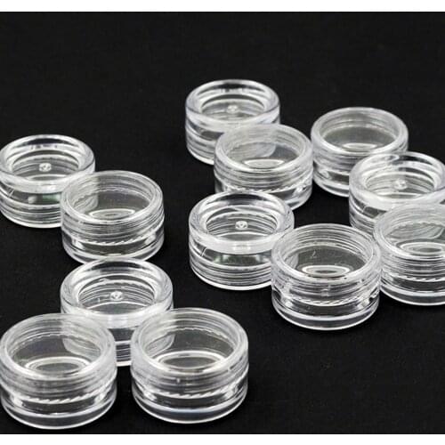 50Pcs 2.5ML Clear Plastic Jewelry Bead Storage Box Small Round Container Jars Make Up Organizer Boxes Cosmetic Portable Box