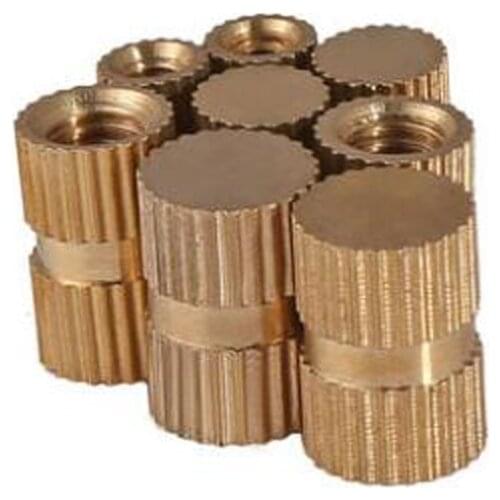25pcs M6 Brass Nut 8.3mm Outer Diameter B Type Blind Hole Single Pass Copper Embedded Part Knurled Insert Sleeve 8mm-20mm