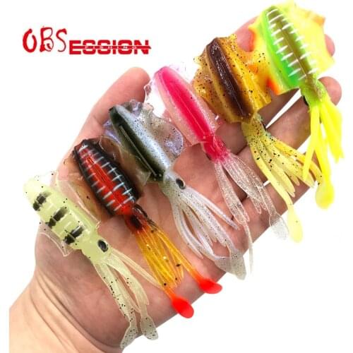 OBSESSION UV Glow Fishing Soft Lure Octopus 10cm 7g 2pcs Luminous UV Squid lure squid jigs fishing silicone Wobbler bait tackle