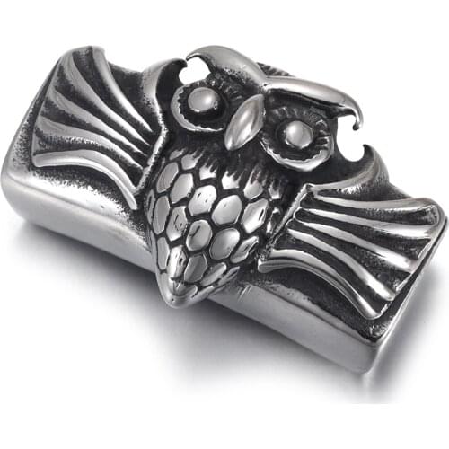 Stainless Steel Slider Beads Owl Polished 12x6mm Hole Bead Slide Charm Accessories for DIY Bracelet Jewelry Making
