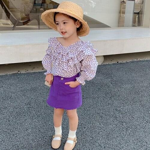 Girls Autumn Clothe Set Floral Blouse Shirt and Pencil Skirt 2021 New Brand Kids Girl Party Dress Clothing Set for Toddler Kids