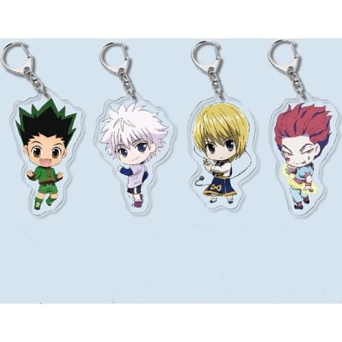 Popular Anime Hunter X Hunter Series Keychain Hisoka Morow Killua Zoldyck Gon Kawaii Acrylic Figure Pendant Key Chain Fans Gift