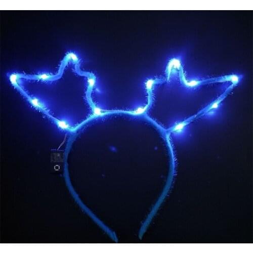 Kids Adults LED Flashing Glowing Elk Deer Ears Headband Light Up Hairband Hair Accessories Birthday Glow Party Christmas