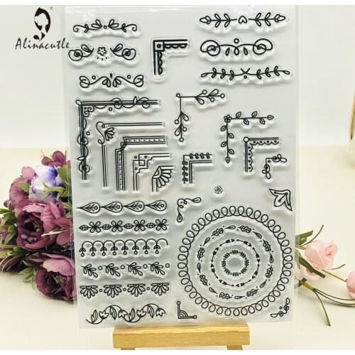 CLEAR STAMPS Leaf Border Edge Corner Scrapbooking Handmade Card Album Paper Craft Rubber Transparent Silicon AlinaCraft