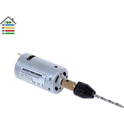 Mini Motor Hand Drill DC 12V 1A Electric Drill 0.3-3.2mm Keyless Drill Chuck Collet & Twist Drill Bits Set fit PCB Wood Hole Saw