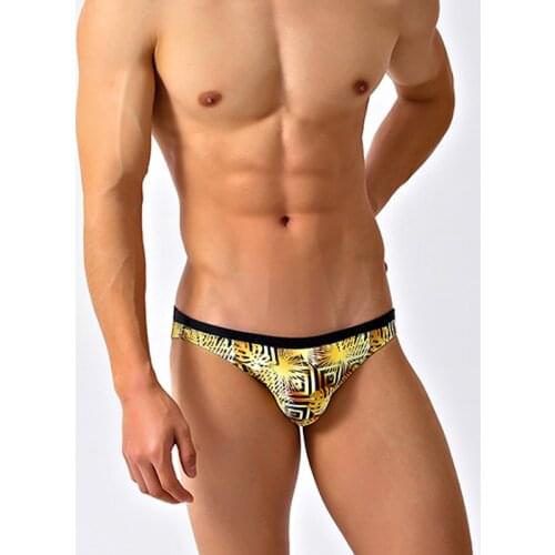 Golden narrow side sexy tight low waist men swimwear 2021 men swimming pool party shorts men swimwear bikinis briefs small size