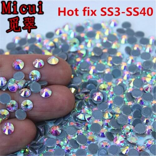 Micui SS3-SS40 Hot fix Rhinestones Iron On Rhinestones For Clothes High Quality Crystal Glass AB Hot back Glass Stone MC996